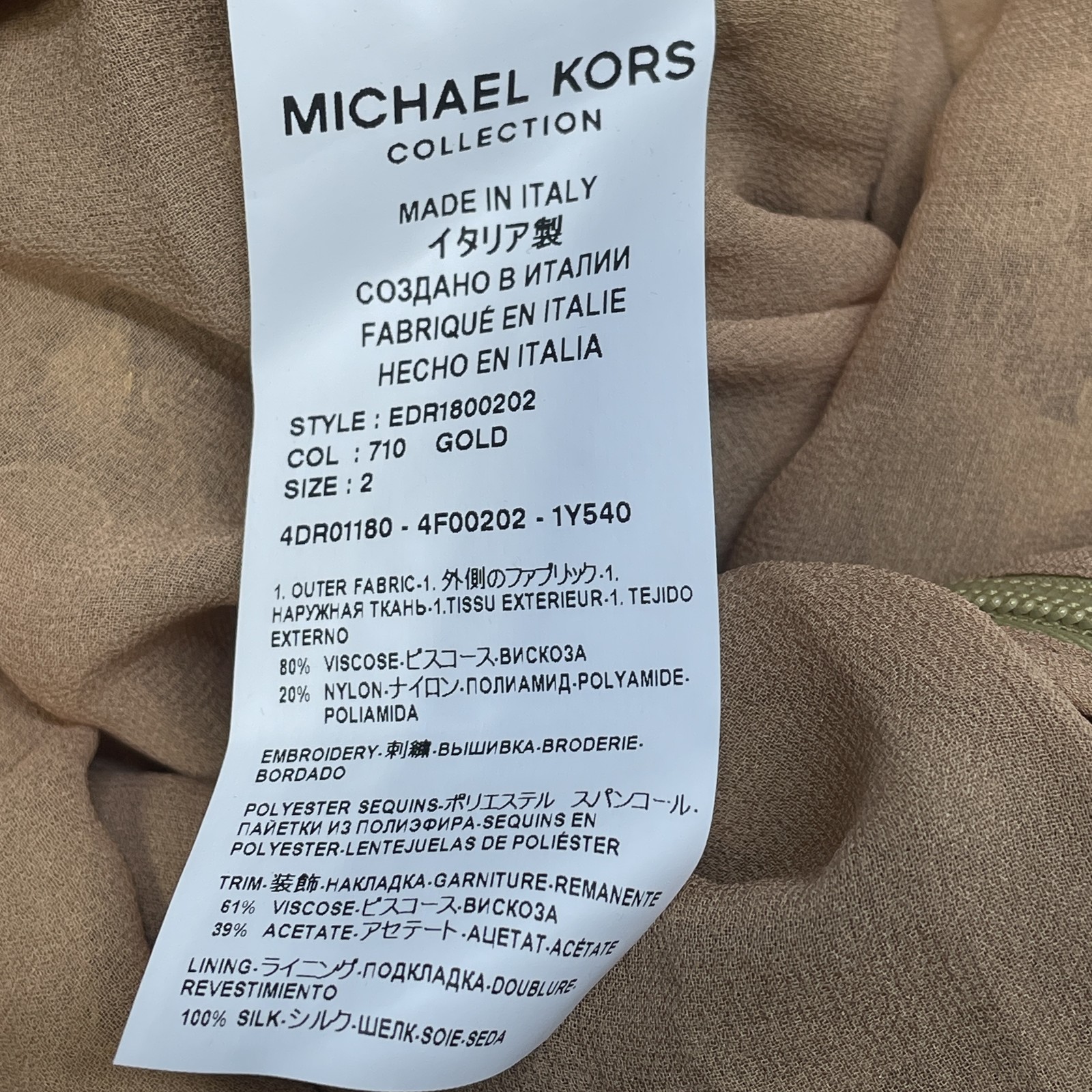 Michael Kors Women's Dress Lace Sequined Bell Sleeve Mini Size 2 Gold thumbnail 4