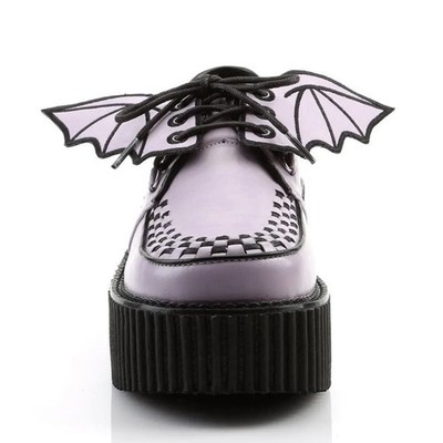 Demonia lilac & black reversible removable bat wings accessory for shoes NWOT