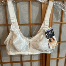 NWT Bali 3372 WHITE Double Support Wireless Unlined Full Coverage Bra 3372