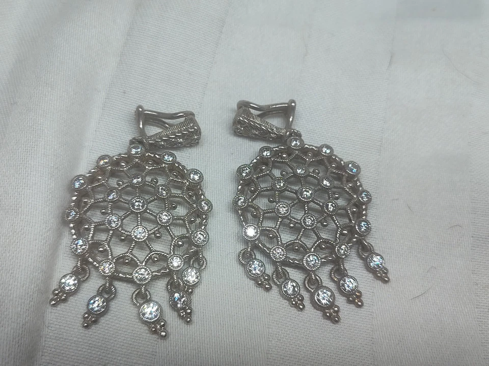 Pendientes de araña y corazón de plata de ley Judith Ripka Diamonique circonita cúbica  Foto 2 de 4