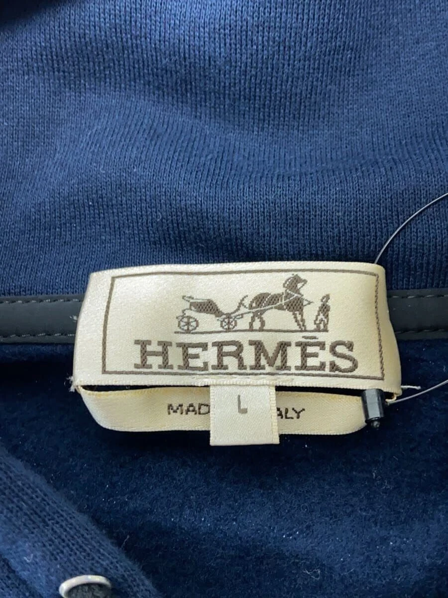 HERMÈS HERMES FELPA CON CAPPUCCIO ZIP LATERALE L COTONE Navy usata