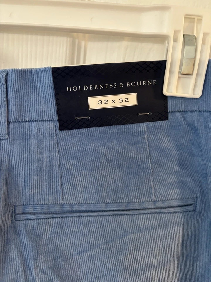 Pantalones de pana Holderness & Bourne para hombre talla 34 34x34 azul pierna recta nuevos con etiquetas Foto 2 de 4