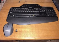 Logitech K710 Wireless Keyboard Built-In LCD  M705 Mouse W/Dongle Tested