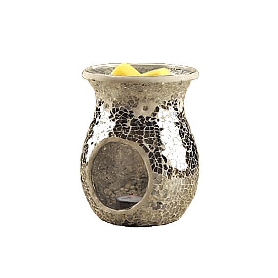 Tealight Burner Grey Crackle Wax Melt Fragrance Scented Oils Warmer Gift Idea
