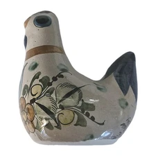 Tonala Mexican Folk Art Pottery Bird Chicken Dove Signed VTG  5"