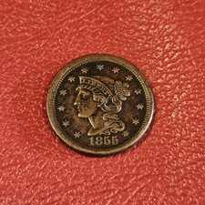 1855 Large Cent / Braided Hair - Fine-VF GREAT condition. Beautiful Patina.