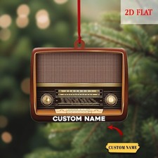 Personalized Radio Christmas 2D Flat Ornament, Christmas Home Decor