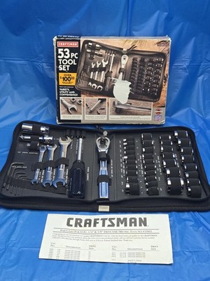 Sears Craftsman USA 53pc Mechanics Tool Socket Set W Pouch Box 33853