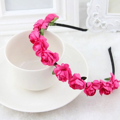 Boho Hair Band Wreath Wedding Party Beach Headband Rose Flower Garland Headwear. - Picture 16 of 29