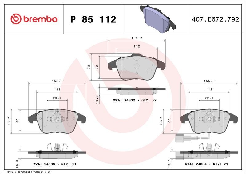2x ✅Fits BREMBO P 85 112 Brake Pad Set, disc brake P 85 112 Brake pa ⭐UK Seller⭐ - Image 26