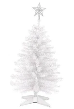 3 Ft Artificial Christmas Tree for Tabletop, Foldable Xmas Tree with 4 White