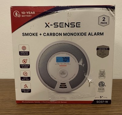 2 Pack - X-Sense SC07-W Smoke and Carbon Monoxide Detector Combo LCD Wireless