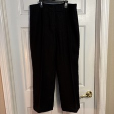 Vtg Talbots Heritage Wide Leg Pure Irish Linen Black Pants Summer Resort, Sz 14