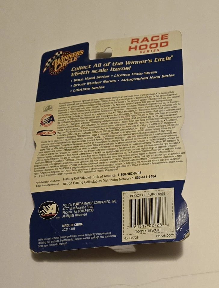 2002 Winners Circle 1/64 Tony Stewart #20 Coca Cola Polar Bear Race Car and Hood - Image 2 of 2