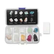 Moh's Hardness Test Kit - Include 10 Rock Mineral Specimens and 1 Unglazed Po