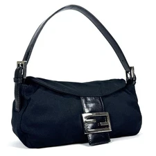 Authentic FENDI Mamma Bucket One-Shoulder Bag Black Leather good Japan F/S