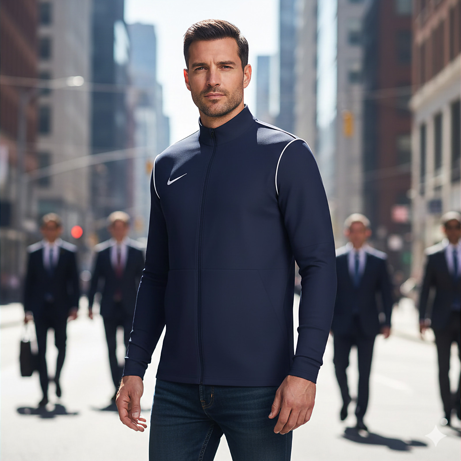 Nike Giacca Uomo Track XXL Blu Navy Dri-FIT Allenamento Full Zip Calcio Palestra foto 3