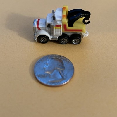 Micro Machines Kenworth Cab Semi Tow Truck White Black hook 1986