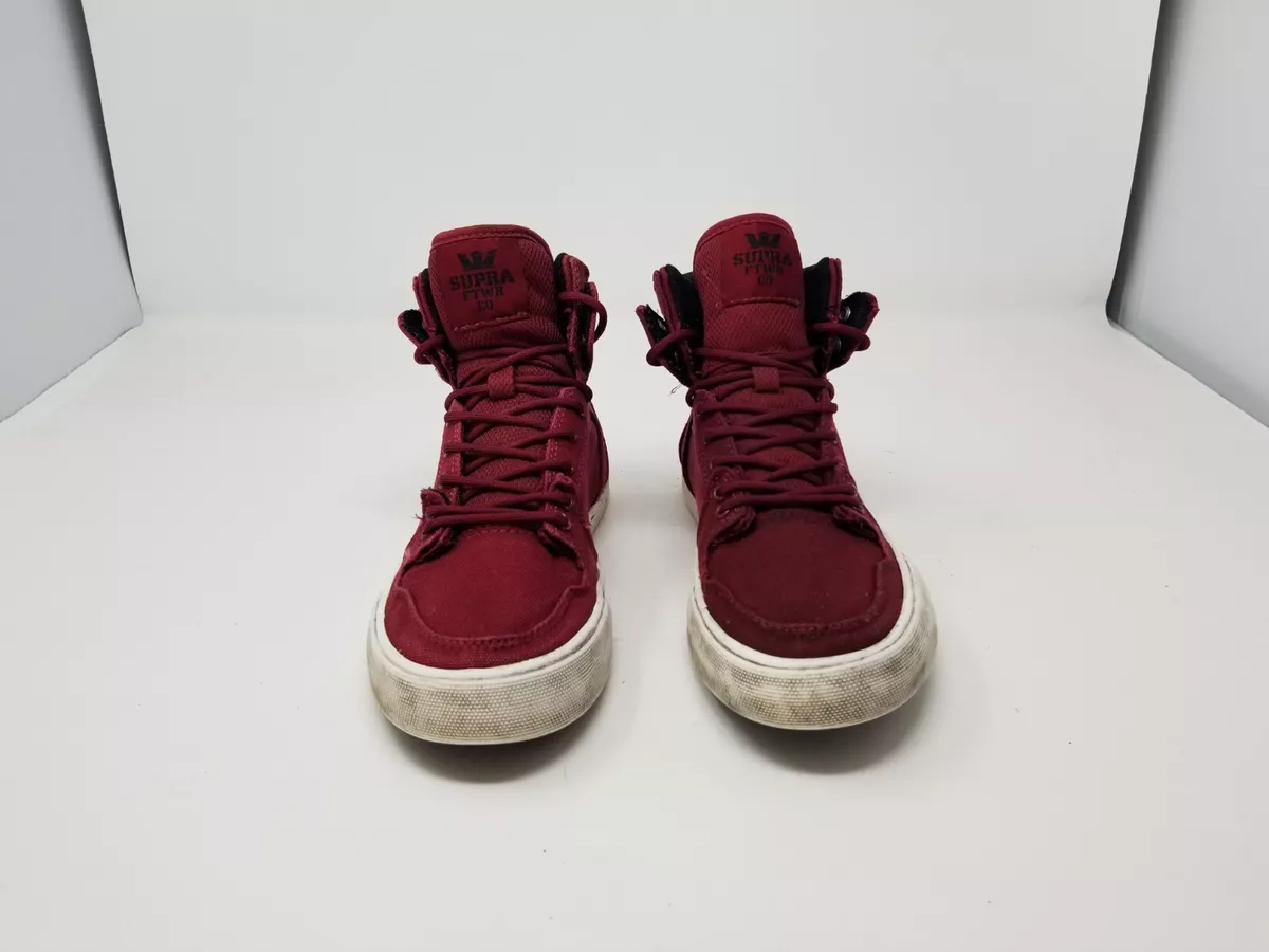 Supra Burgundy High Top S11222K Kids Boys Designer Sneaker Shoes US Size 4