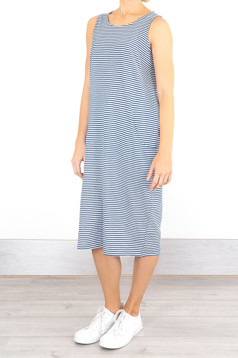 Seasalt Dress Womens Sleeveless Navy Stripe Cotton Halldrine Summer