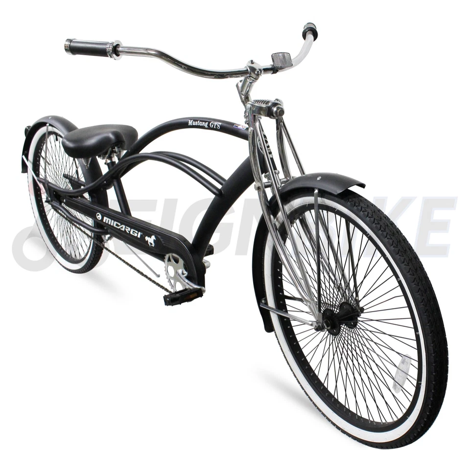 26" Chopper Bike Stretch Beach Cruiser Coaster Brake Stainless Steel Spokes - Image 3 of 4