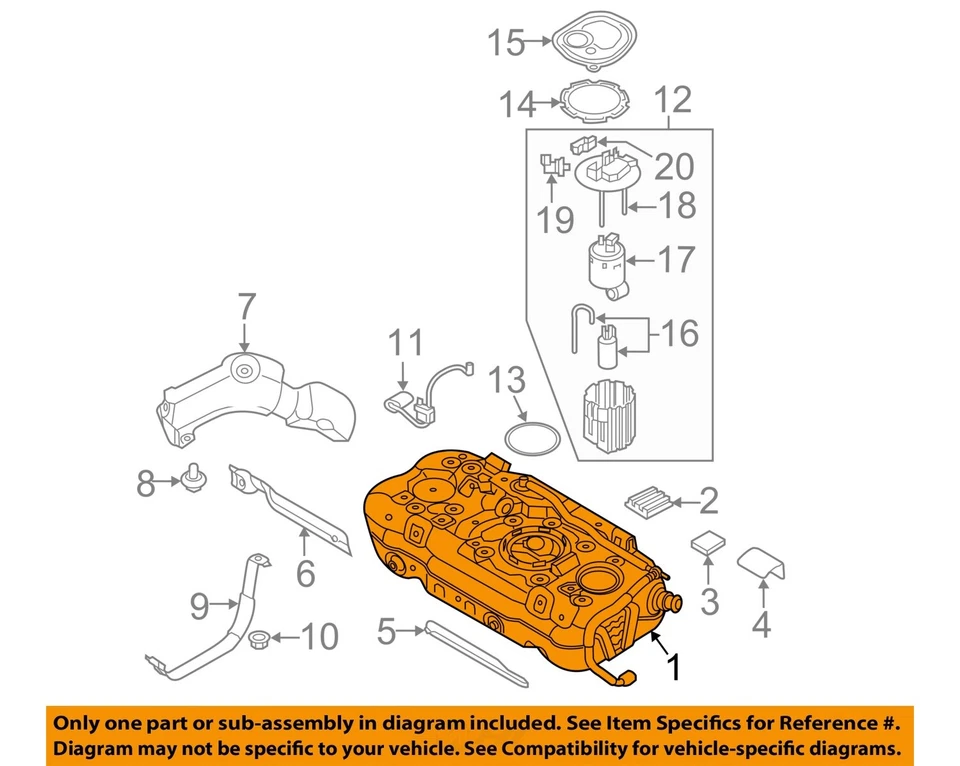 Tanque de combustible 1.6L Hybrid Touring OEM 2017 2018 2019 2020 2021 2022 Kia Niro Foto 3 de 4