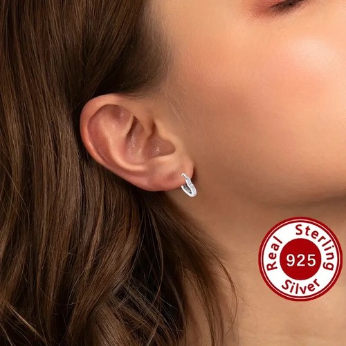 J.RODEM Heart Shape Design 925 Silver Hoop Earrings in Silver and Gold - Picture 10 of 12