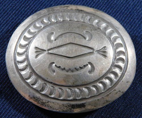 NATIVE AMERICAN STERLING Stamped Domed HANDMADE Vintage 8 Pcs CONCHOS BELT - Picture 2 of 4