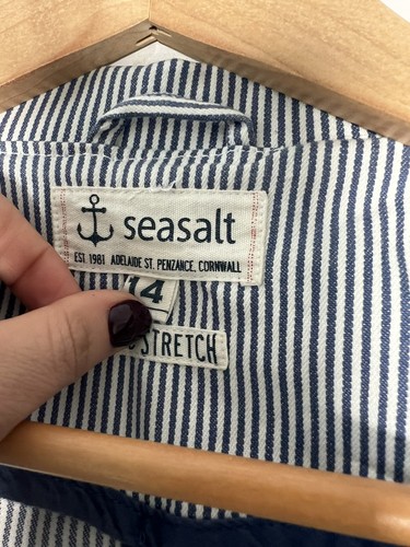 Seasalt Striped Linen Jacket - Size 14 Blazer Nautical Sailing Classic Sailor - Picture 7 of 11