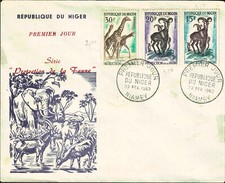 Niger 1er jour 1960 n°101, 102, 104 Protection de la faune