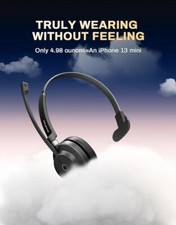 Bluetooth Wireless Headset with Mic for Work, Noise Cancelling Headsets, Mono...