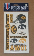 NCAA University of Iowa Hawkeyes College Temporary Tattoos 1 Sheet of 10 NEW