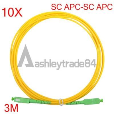 10PCS SC-APC 3M Simplex Mode Fiber Optic Patch Cord Cable SC-APC 3.0mm Jumper