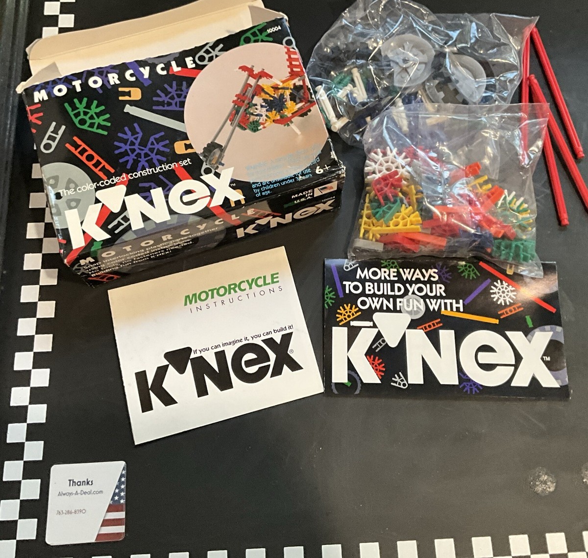 Vintage K'NEX Motorcycle Kit w/ box & Instructions 10004 Build