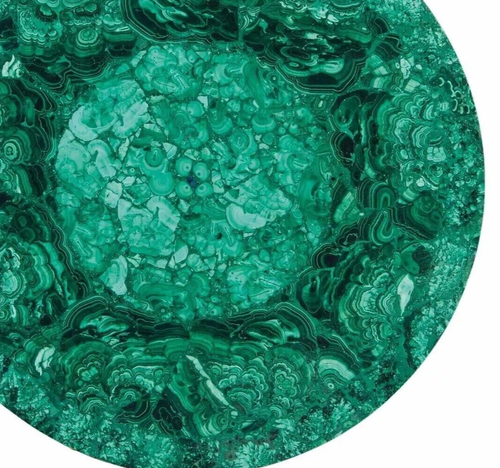 Tavolino da caffè 24" rotondo artigianale in pietra malachite interno unico ed elegante - Foto 5 di 8