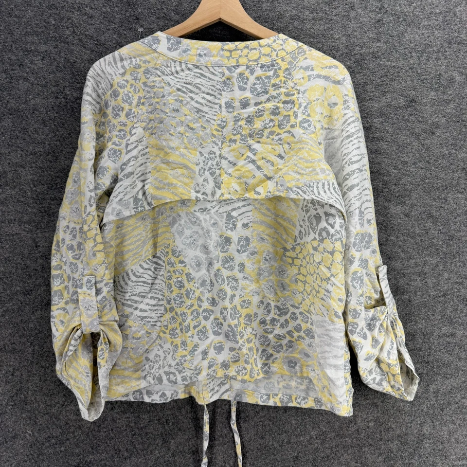 Ruby Rd. Jacket Women 10 Gray Animal Print Long Sleeve Linen Pockets Casual - Image 2 of 4