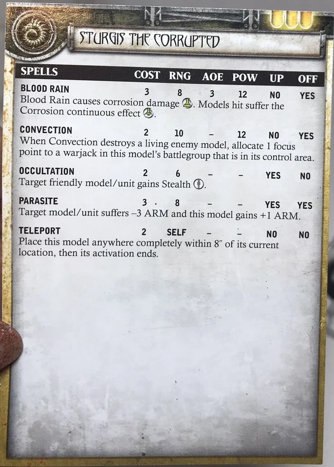 Warmachine Kickstarter ‘Sturgis the Corrupted’ 2 Cards & Cryx Miniatures/Holder - Image 4 of 4