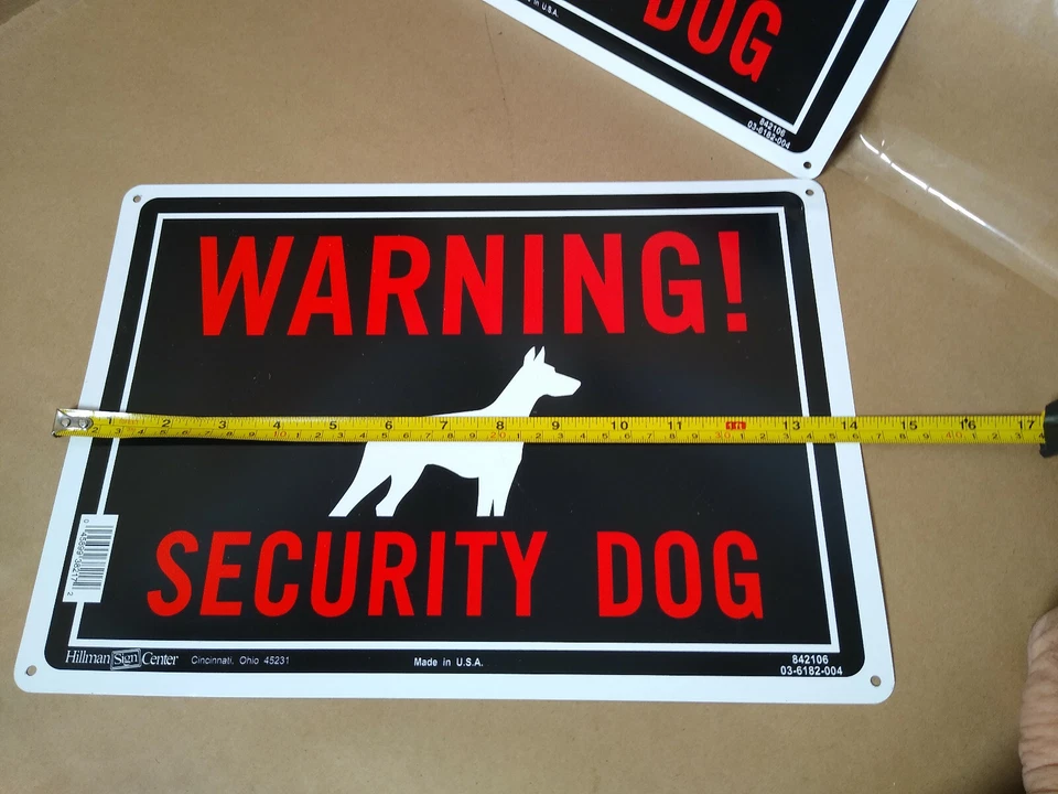 NEW "Warning! Security Dog" Sign Alum Sturdy Signs 10" x 14" Hillman SET OF TWO - Image 3 of 4