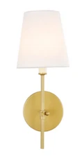 Elegant Lighting LD6004W6BR Mel Single Light 16" Wall Sconce Linen Shade - Brass