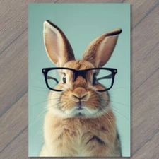 Art Print Bunny Rabbit Nerdy Glasses Fun Strange Colorful Unreal Cute Unusual