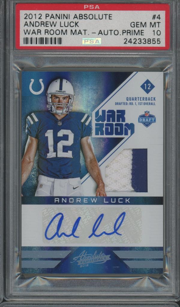 Andrew Luck Panini Absolute War Room Materials #4 Autograph Prime
