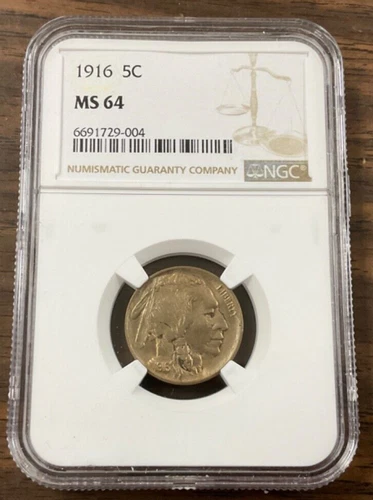 1916 Buffalo Nickel NGC MS 64 - Bright