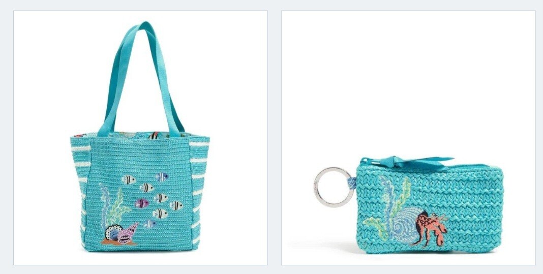 Vera Bradley Straw Tote & Zip ID Case Antilles Treasures  display picture 1