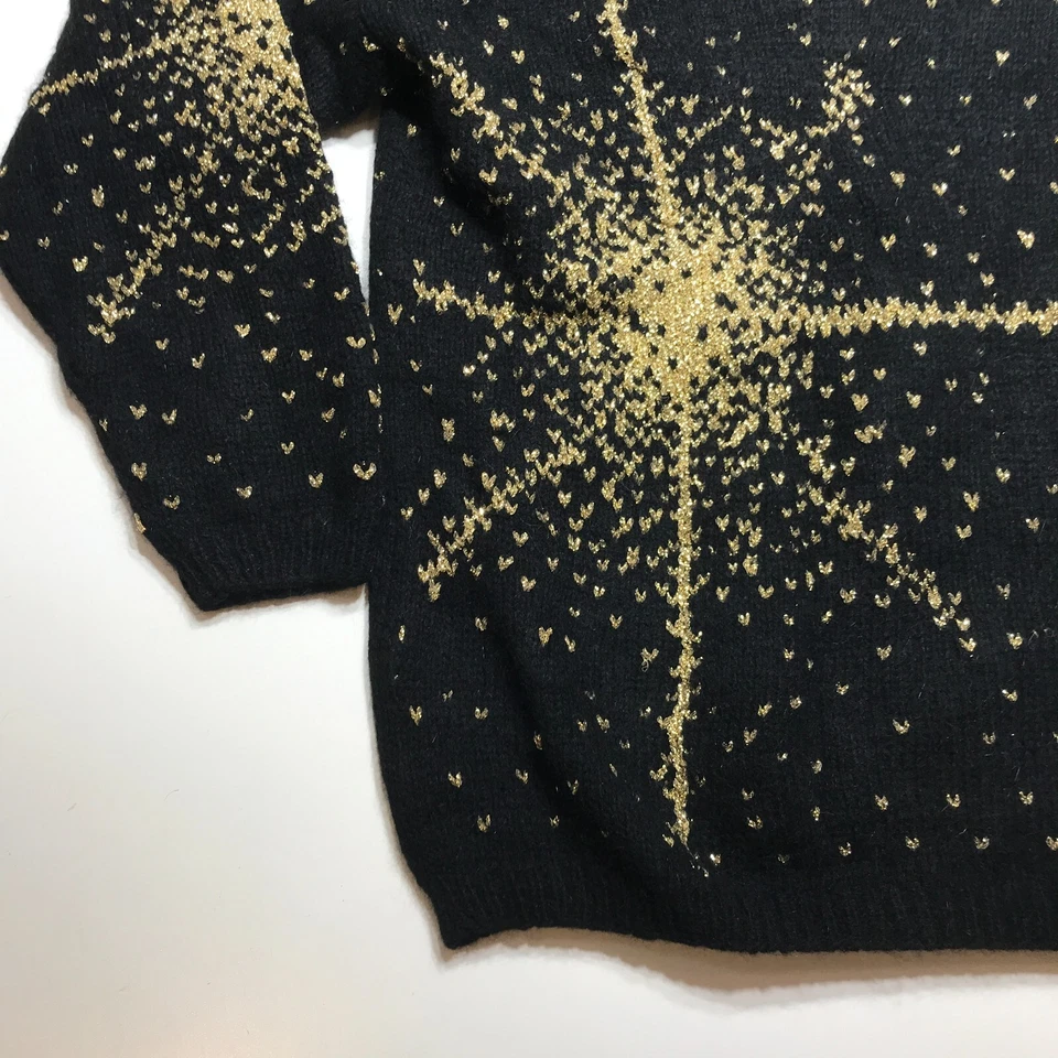 Suéter JH Collectibles Mujer Grande Negro Dorado Corazones Angora Mezcla Lana de Cordero Foto 4 de 4