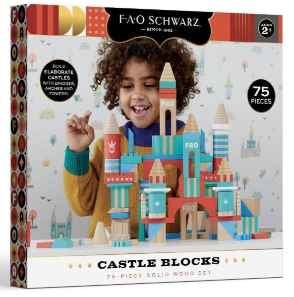 FAO Schwarz Toy Wood Castle Blocks 75pc Sprout | eBay