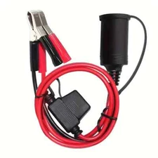 Universal Cigarette Lighter Adapter with Battery Socket - Car Battery Clamp to C
