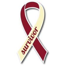 Magnet Me Up Burgundy and Ivory Head and Neck Cancer Survivor Ribbon Car Magnet