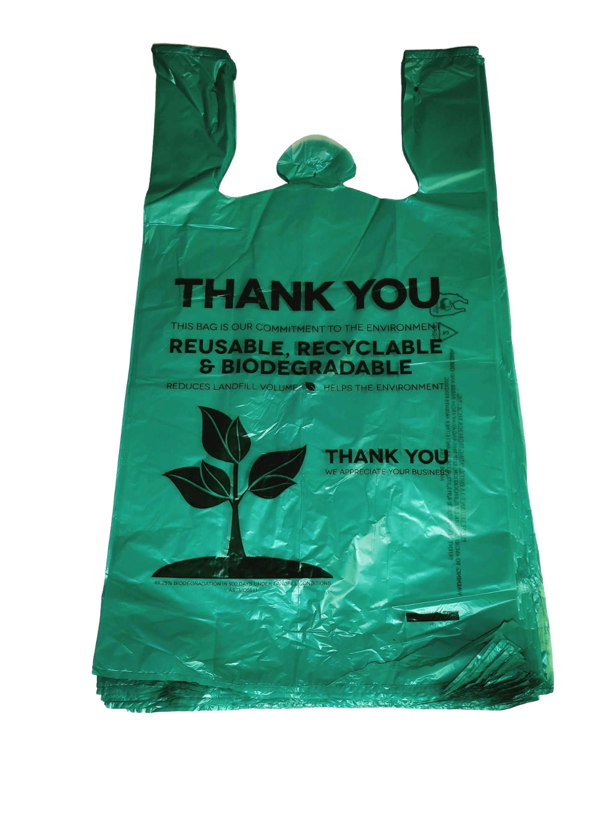 500-Pack Thank You Plastic Bags, Grocery Bags, 1/6 Size 12"x22" Biodegradable