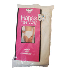 Hanes Her Way Womens Cotton Panty Underwear 3 Pk Brief SZ 6 NOS White 1990 VTG