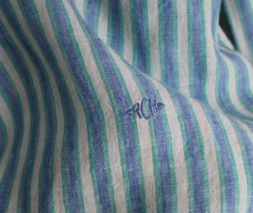 REALLY NICE Quality RCH Richards Sz S Runs M Beachy Blue White 100% Linen Shirt - Picture 5 of 8